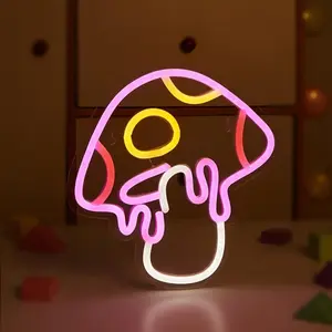 Mushroom Neon Light for Indoor Bedroom Game Room, Nightlight for Bedroom, USB Powered Christmas Halloween Party Decoration Gift, No Power Plug Needed