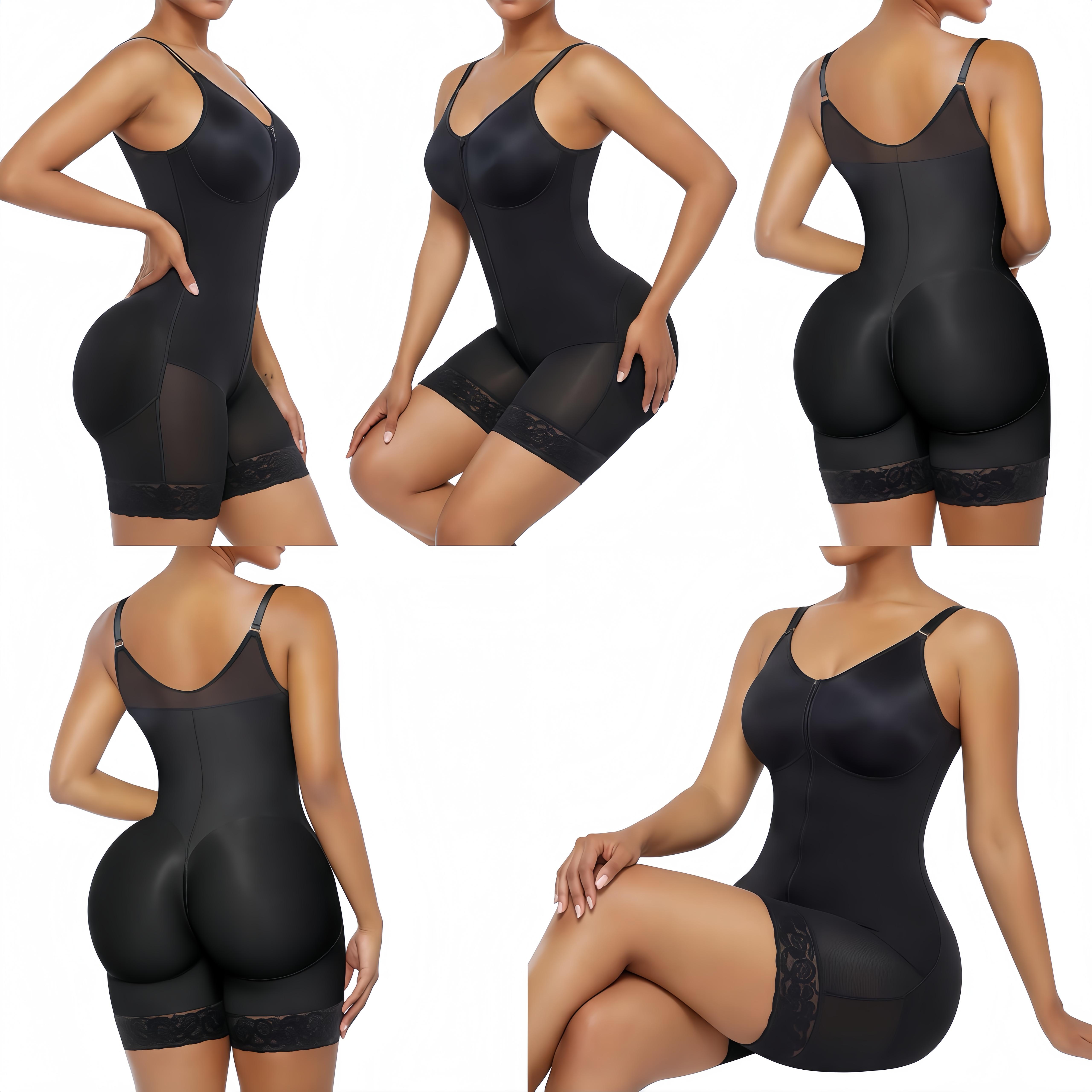 Women's Colombianas Shapewear Bodysuit, Fajas, Underwear, Tummy Control Butt Lifter Shaper with Zipper Crotch & Shoulder Strap, Suitable for Daily,Sport,Yoga