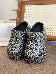 Thick Sole Leopard Print Eva Sandals, Breathable Comfortable Slippers, Daily Commute Beach Footwear, Versatile Open-Toe Flip Flops
