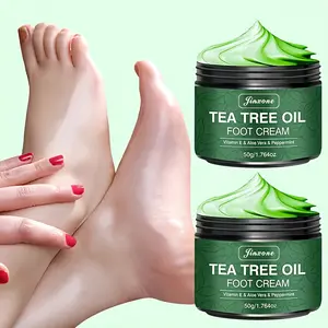 Tea Tree Oil Foot Cream with Vitamin E, Aloe Tea Tree Oil Foot Cream with Vitamin E, Aloe Vera and Peppermint 50g - Enriched with powerful moisturizing ingredients, tea tree oil and phytosterols - for all skin types, cracked heels and rough feet - 50g