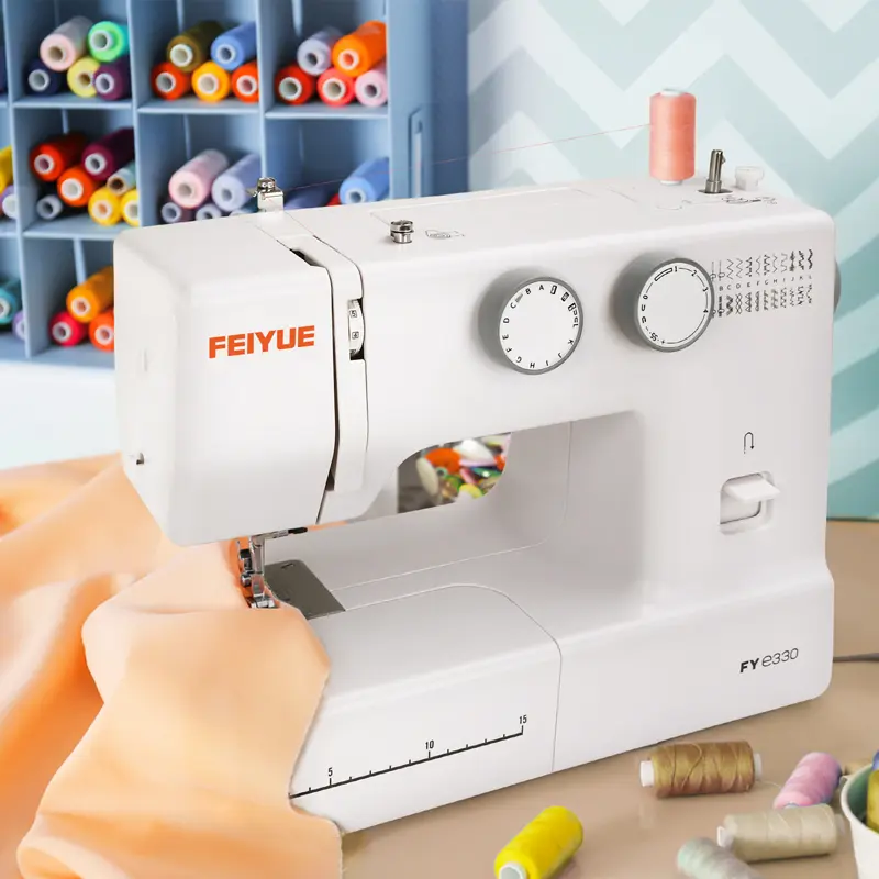 FEIYUE FYe330 Domestic Sewing Machine - Heavy Duty, Automatic, 25 Built-in Stitches, Controllable Speed Pedal, Powerful Servo Motor, Decorative & Stretch Stitches, Ideal for Beginners & Adults