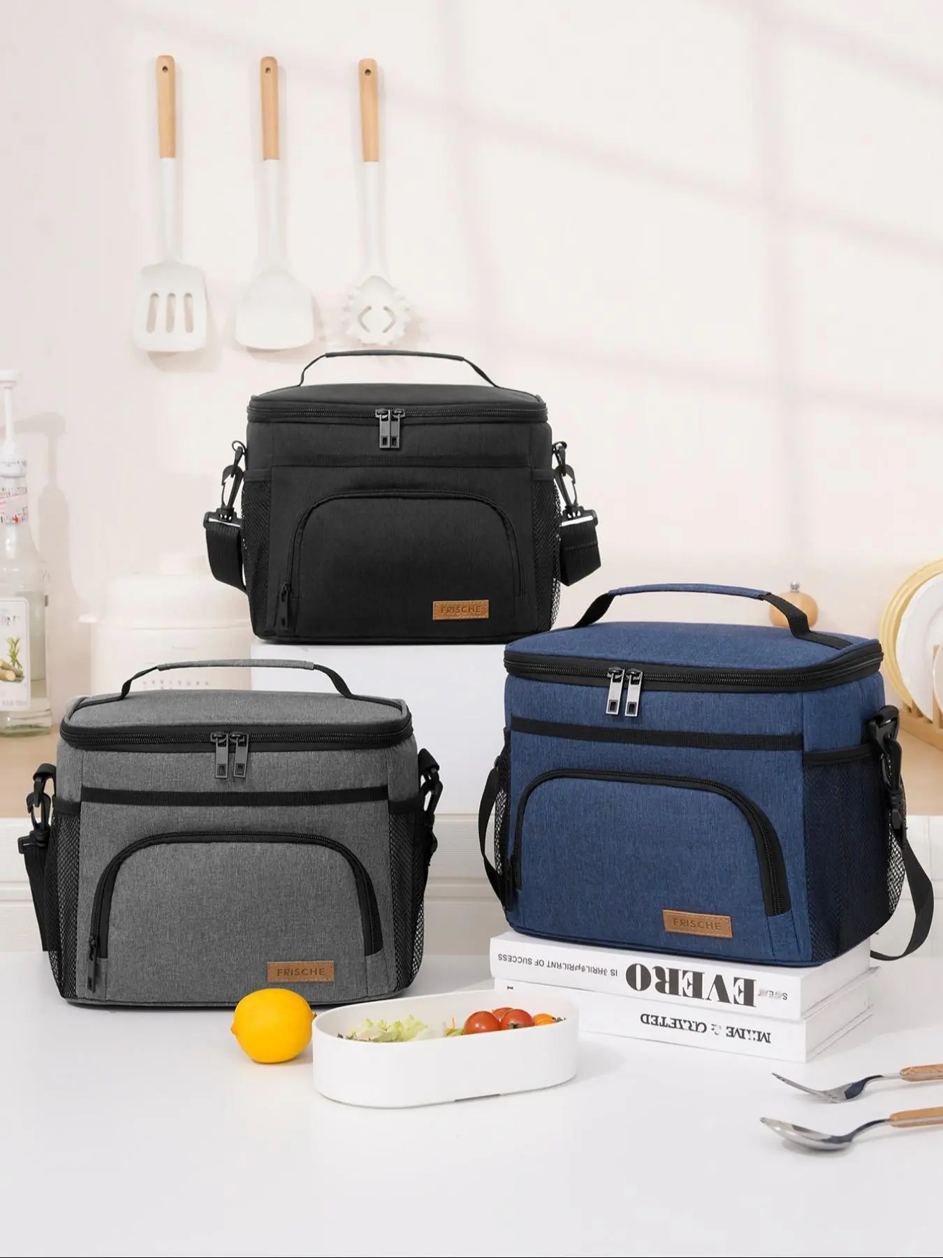 Large Capacity Cooler Bag, Portable Multifunctional Insulated Bag with Handle, Zipper Lunch Bag for Work, School, Picnic, Camping, Hiking, Outdoor, Camping Gear, Camping Accessories, Hiking Essentials, Cooler Bags Insulated for Travel
