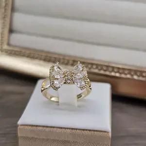(R92) bow rhinestones  ring beautifull