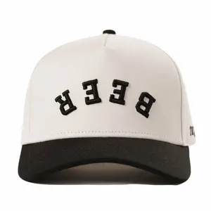 Beer Upside Down A-Frame Snapback Hat (Off-White / Black)