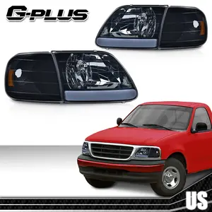 Fit For 97-04 F150 Expedition Smoke LED Tube Headlights & Corner Parking Lights