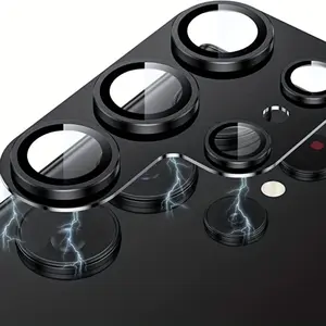 3-Pack Camera Lens Protector for Samsung Galaxy S25 Ultra S26/S26 Plus/S26 Ultra, HD with Alloy Metal Ring Camera Cover, Full Coverage Protective Accessories for S24 S23 S22 Plus FE, Black, 9H Hardness impact  proof