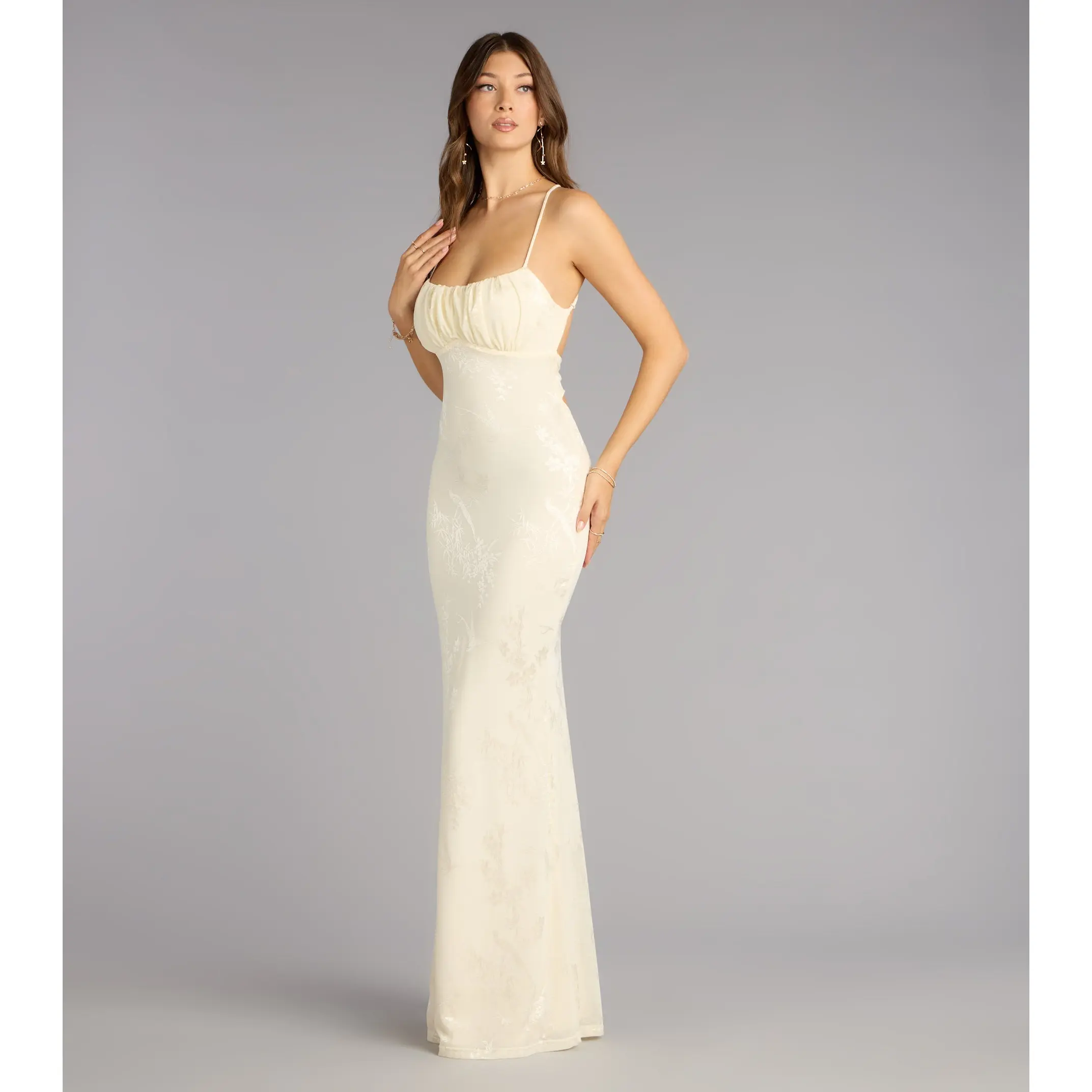 Elaine Jacquard Mesh Mermaid Dress