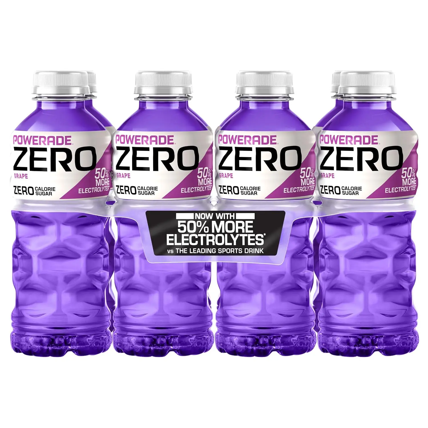 POWERADE Electrolyte Enhanced Zero Sugar Grape Sports Drink, 20 Ounce (Pack of 8) | Sugar-free Sport Beverage Enhanced with Electrolytes | 50% More Electrolytes vs. the Leading Sports Drink (per 12oz serving)*