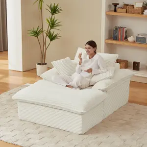 SELF-PUFFING CHAIR FOOTREST THRONE No Assembly Compression Sofa Unbox & It Grows in 72H for Living Room Bedroom Office Furniture Delivery Powered Recliner Modern Comfy Couch White with Activity Seat Bags for Fluffy Sitting Experience