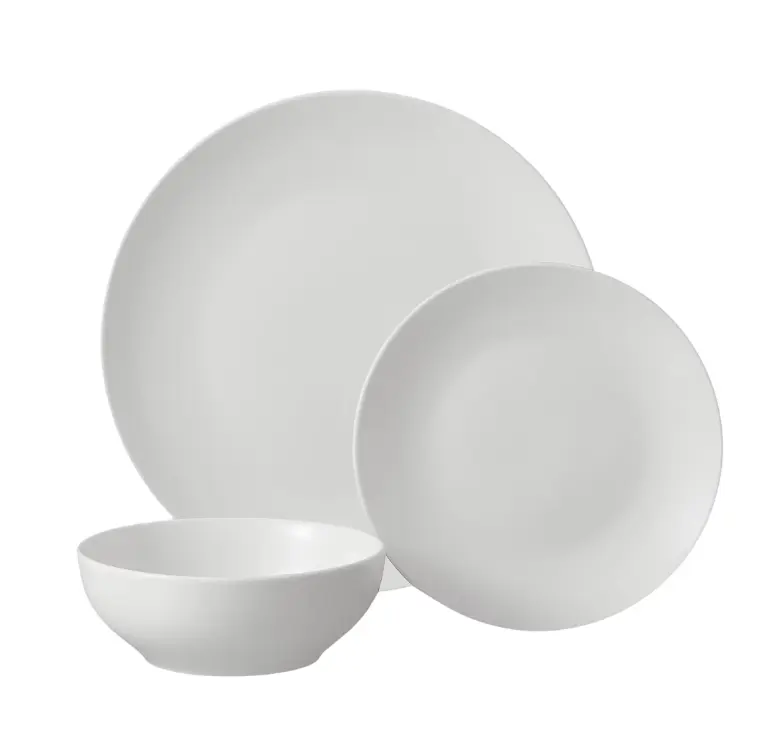 Glazed White 12-Piece Stoneware Tableware Set Durable Plates & Bowls for Family Meals Perfect for Everyday Use Elegant Finish