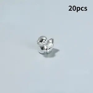20pcs Realistic Acrylic Duck DIY Hair Clip Accessories, Silver Color Car Dashboard Decorations, Small Desk Ornaments