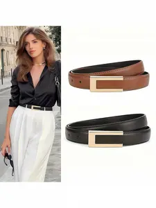 1 Pc Women's High-Grade Alloy Material Belt, Trendy belt, Modern Buckle Belts, Solid Color Belt Accessories Suitable For Youth, Middle-Aged Women To Wear, Enhance Femininity, U-Shaped Hand-Buckled Thin Belt, Match With Classic Pants/Skirt Belt