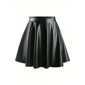Women's pleated skirt A-line mini skirt, cool and fashionable black leather short skirt, party skirt suitable for streetwear, parties and other occasions.RAIMENTRY