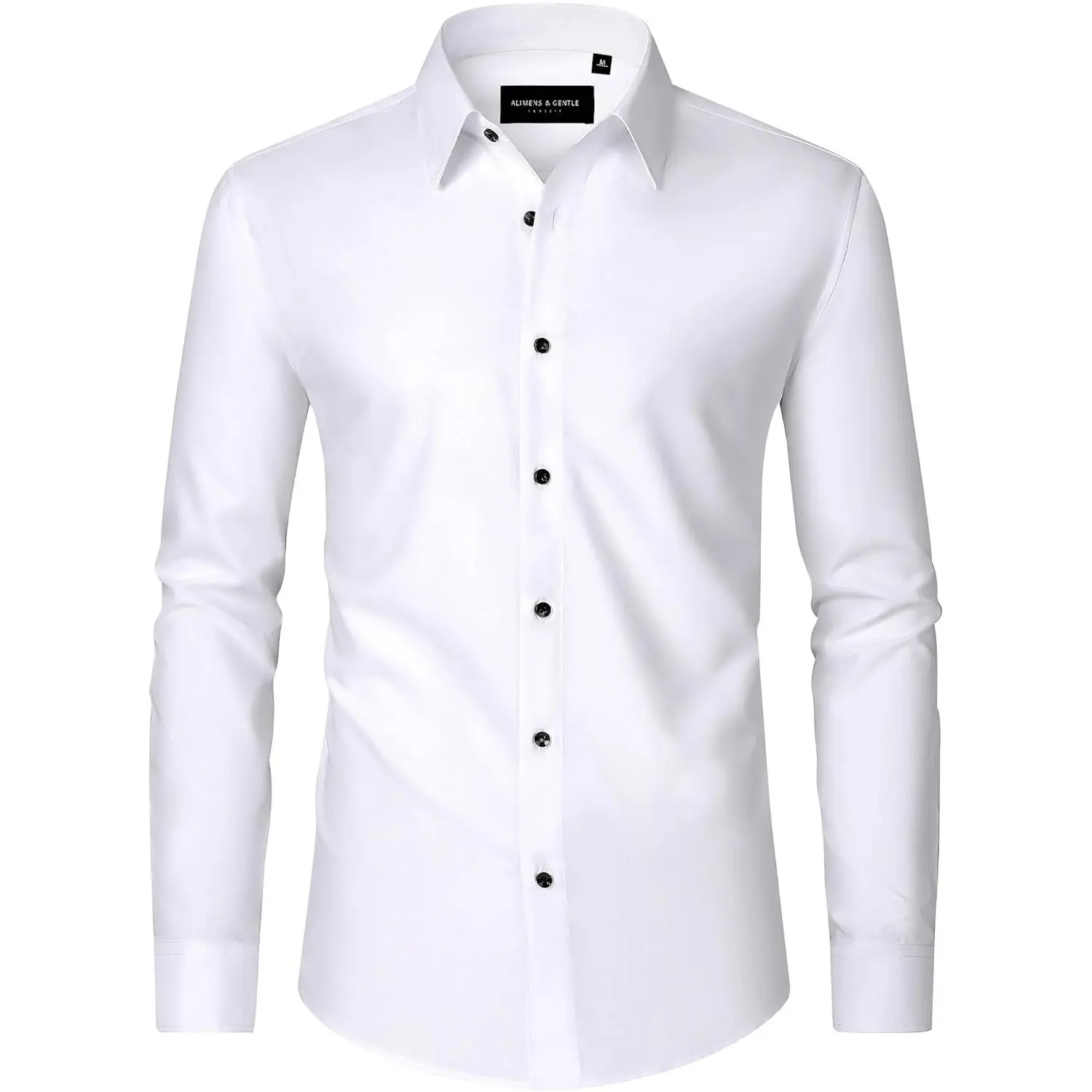 Alimens & Gentle Men's Dress Shirts Long Sleeve Wrinkle Free Stretch Business Casual Wedding Button Down Shirt