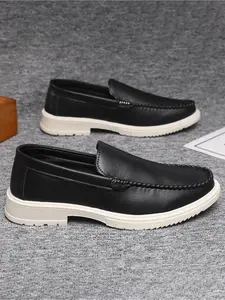 Men's Loafers Comfortable Soft PU Leather, New Casual Shoes, Versatile Monk Strap Slip-On Boat Shoes, Youth Fashion Sneakers
