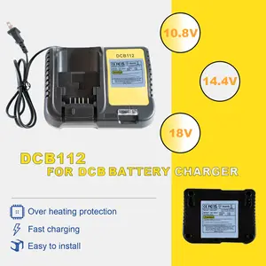 For Dewalt Replacement DCB112 Battery Charger for 12V 18V 20V Max Batteries - Simultaneous Charging, 2A Rapid, Fire-Resistant ABS, Versatile for Cordless Tools & Workshop Charging Stations