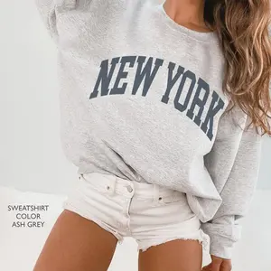 New York Sweatshirt Faded Vintage Aesthetic New York Crewneck trendy state sweatshirt NYC Crewneck Minimalist NY Unisex Sweatshirt FRJ70 91UFH