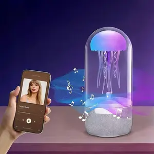 Jellyfish Rhythm Bluetooth Speaker, Multifunctional Wireless Speaker, 3D Surround Sound, Eight Kinds of Lights, Soft Light Desk Lamp, Nightlight, Color-changing Lamp, Usb Charging, Moving Jellyfish Ornament, Suitable for Bedroom, Living Room