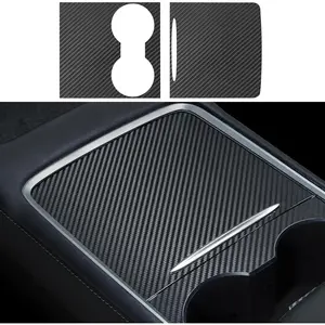 Carbon Fiber Center Console Cover for Tesla Model 3/Y – Anti-Scratch Protective Film