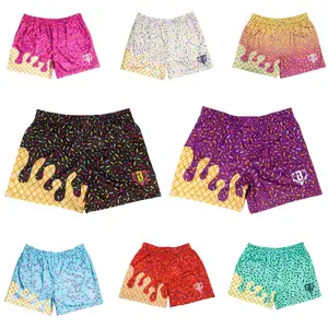 Baseball Lifestyle 101 Shorts Men's Ice Cream Print Athletic Shorts – Mesh athletic shorts with ice cream sprinkles and pockets | Suitable for basketball, running, gym workouts, and summer streetwear