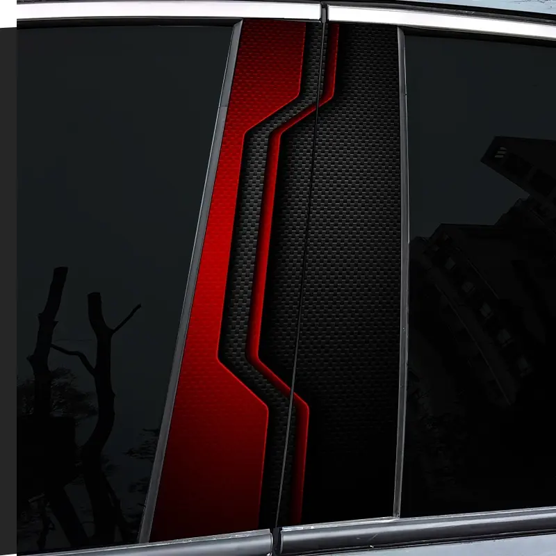 2 very beautiful and interesting car middle pillar stickers, with personal creativity, B pillar protective film, black and red cool pattern car stickers, suitable for cars, Universal car sticker, Car Decals