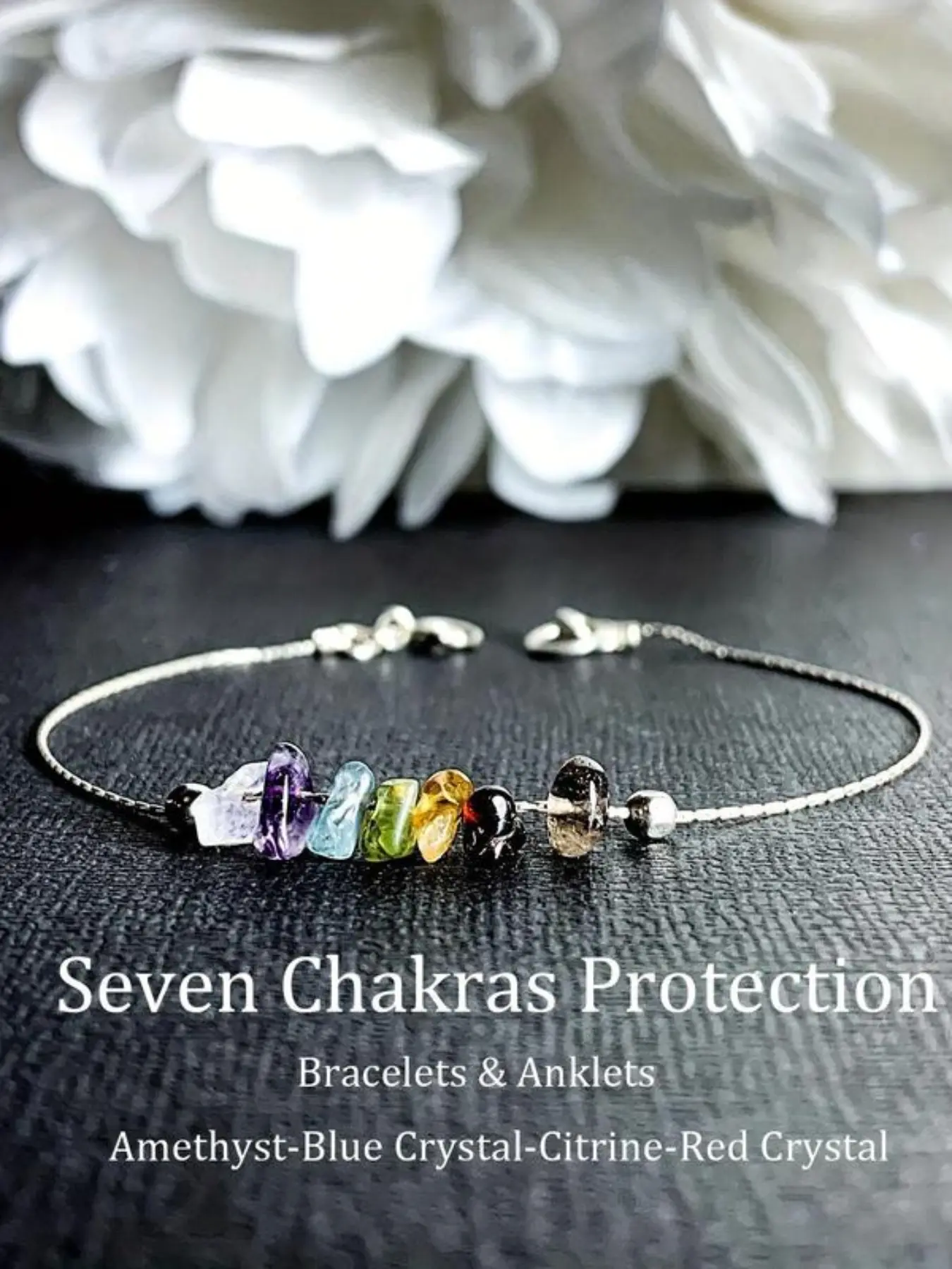 Colorful energy irregular crystal women's fashion beaded bracelet, Healing crystal bracelet, Energy seven chakra crystal bracelet love spell original crystal bracelet self-love enhance wisdom / enhance self-confidence give yourself a unique lucky gift