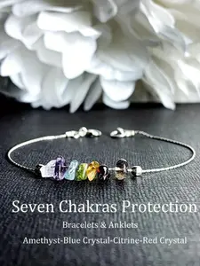 Colorful energy irregular crystal women's beaded bracelet, Adjustable Bracelets, Healing, Energy seven chakra crystal bracelet with love spell, self-love, enhance wisdom, confidence, lucky gift