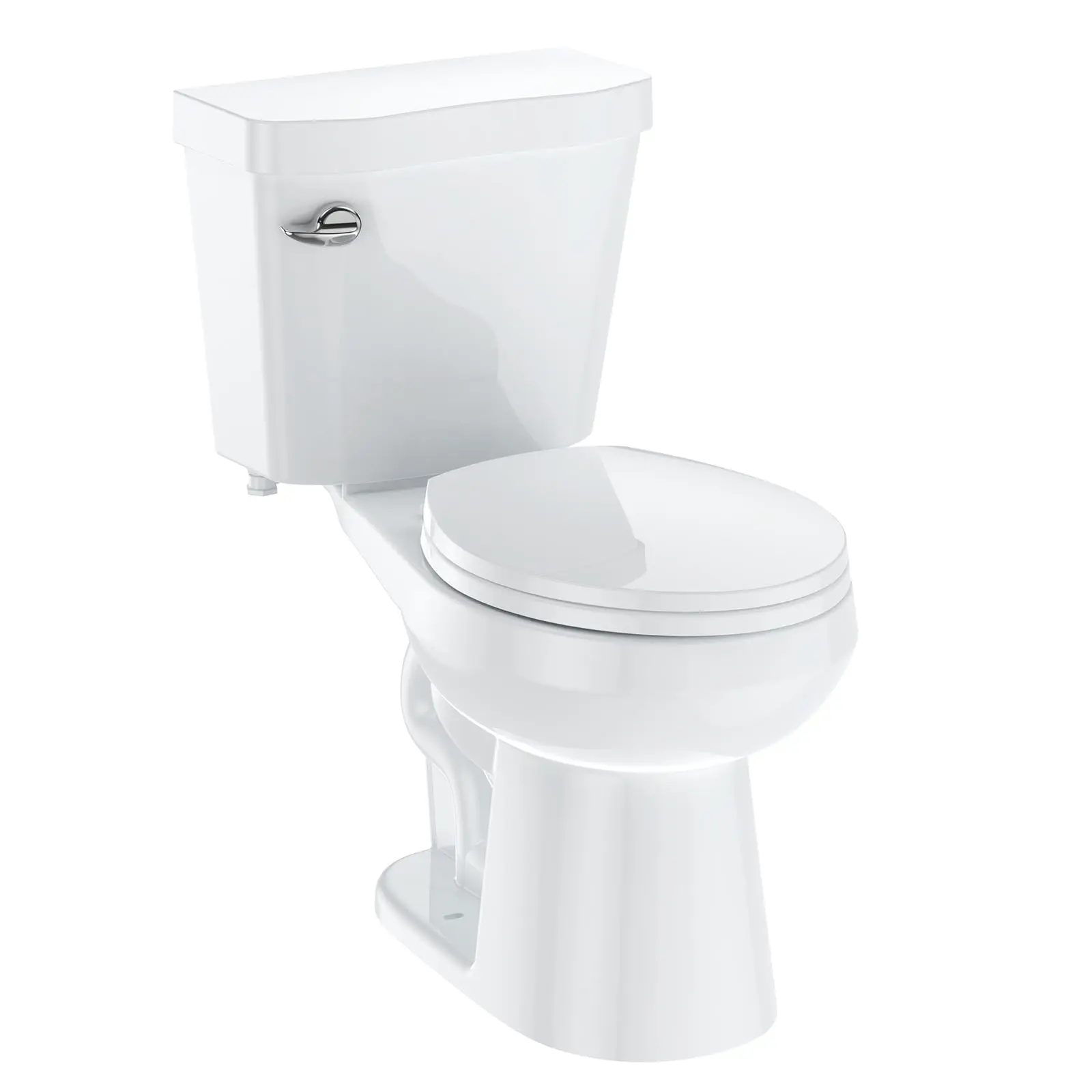 GARVEE 17 Inch Tall Toilet, Two-Piece Toilet Round with ADA Comfort Height Toilet Seat for Bathroom, Powerful 1.28 GPF Single Flush for Bathroom,Side Trip Buttons, White