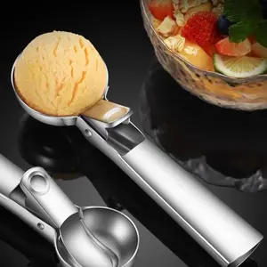 Heavy-Duty Stainless Steel Ice Cream Scoop with Trigger - Perfect for Ice Cream & Jelly, Heat-Resistant & Dishwasher Safe, Comfortable Grip