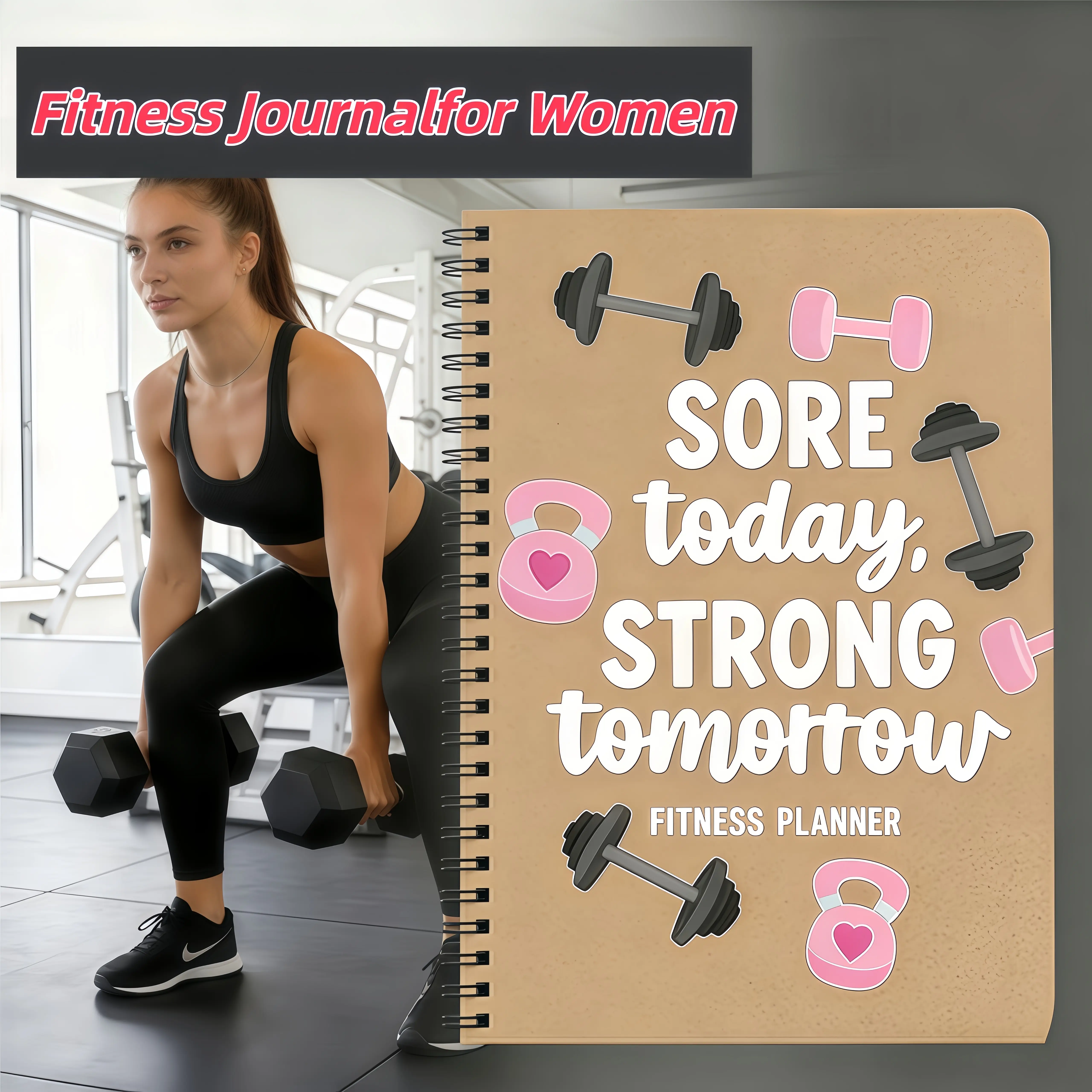 Unisex Undated Fitness Planner - Office Stationery Notebook, Weightlifting Log, Workout Tracking Tool, Weight Loss Tracker, Measurement Tracker, Progress Photos Space, Goals Monitor, Ideal for Gym & Home Training, Gift Option