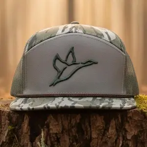 Combat Waterfowl 7 Panel Hat 2026 – Bottomland Gator Camo Snapback Cap – High Crown Hunting Style – Adjustable Outdoor Trucker Hat for Hunters
