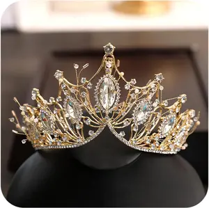 Gold/Silver Crown for Women - Baroque Queen Crown & Tiara for Girls - Crystal Headband Mermaid Crown - Bridesmaid & Bride Costume Accessories