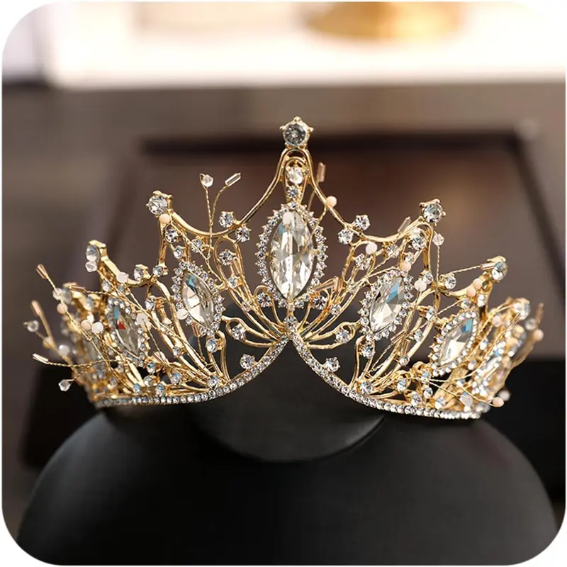 Gold/Silver Crown for Women - Baroque Queen Crown & Tiara for Girls - Crystal Headband Mermaid Crown - Bridesmaid & Bride Costume Accessories