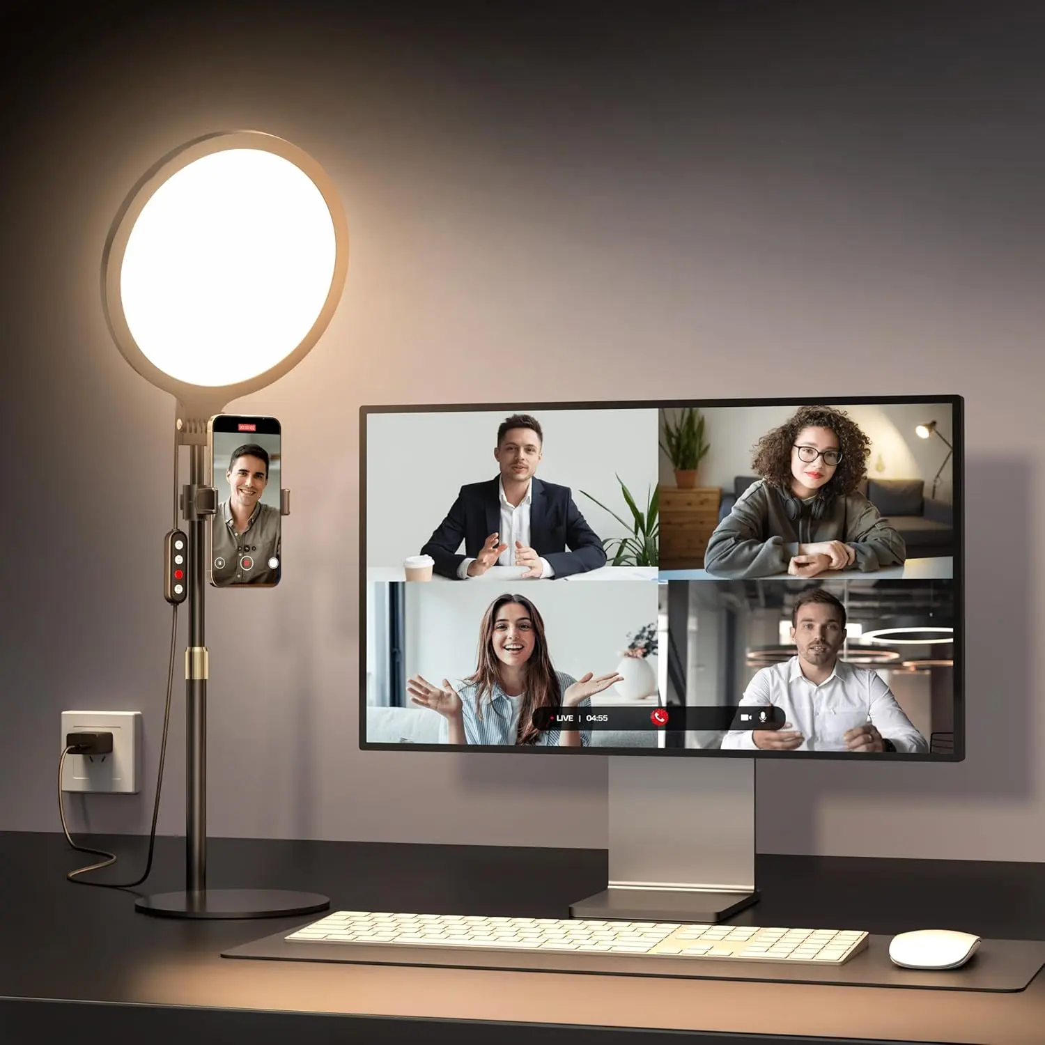 Weilisi 10.5" LED Desk Ring Light, Video Conference Lighting for Zoom Meeting/Video Calls, Live Stream, Home Office, Computer Lighting for Webcam, Online Classes, Professional Streaming