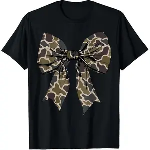 100% Cotton Unisex Camouflage Old Camo Bow Camo Coquette Bow Hunting Women T-Shirt