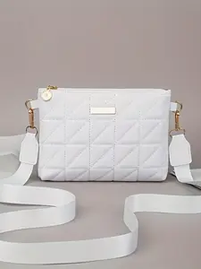 New Fashion Striped Shoulder Crossbody Handbag, Fashionable Crossbody Bag, Elegant Hardware Zipper Closure, Multi-Functional Travel Bag, Girls' Christmas Gift