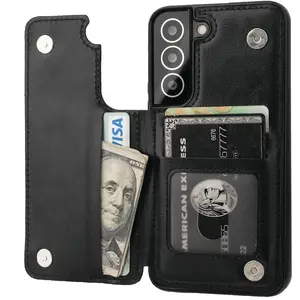 Compatible with Samsung Galaxy S22  S23 S24 S25 PLUS ULTRA Wallet Case with Card Holder, PU Leather Kickstand Card Slots Case, Double Magnetic Clasp and Durable Shockproof Cover 5G 6.1 Inch(Brown)