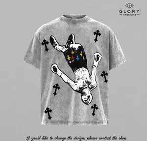 Human Falling Cross Vintage Washed T-Shirt / Tank Top / Hoodie, Jesus Apparel Gothic Christian Streetwear, Oversize Heavyweight Church Outfit Gym Pump Cover