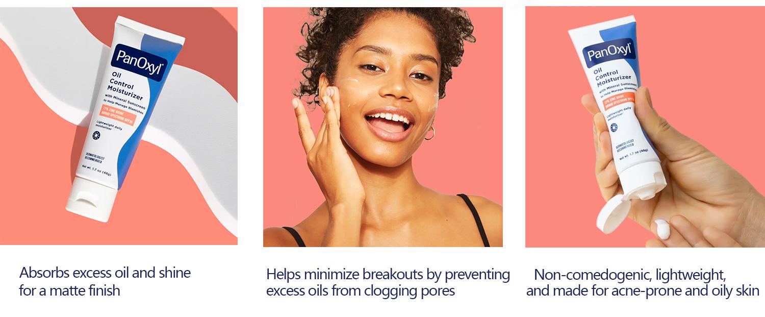 [PanOxyl official] PanOxyl AM Oil Control Moisturizer, NEW Sheer Formula, with Mineral Sunscreen for Acne Prone and Oily And All Skin Tones - 1.7 oz Matte Skincare