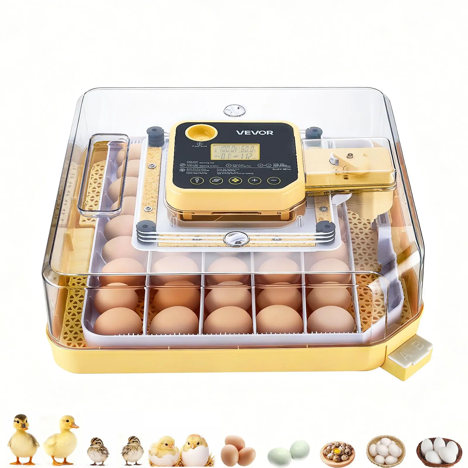 【Summerfinds】VEVOR 48 Egg Incubator, Automatic Egg Turner with LED Candler, Temperature Display & Auto Humidity Control, 360 °   View Clear Window, Poultry Eggs Incubator for Hatching Chicks Ducks Goose Quail, 48H Model, Auto Turning
