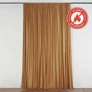 2 Pack 5ftx10ft Gold Scuba Polyester Backdrop Drape Curtains, Durable Flame Resistant Event Divider Panels Wrinkle Free With Rod Pockets