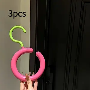 3-Piece Plastic Round Hooks Set, No-Drill Multifunctional Rotating Scarf Hat Bag Hanger, Circular Tie Display Stand, Indoor Closet Outdoor Window Hook