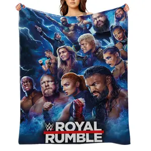 WWE-Flannel Throw Blanket for Girls Boys- Ultra Soft, Anti-Shrink & Wrinkle-Resistant ,Quick-Dry, Machine Washable Cozy Throw ,Perfect Gift for Kids Adults A-98