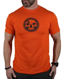 CLOSEOUT- Men's Orange Lightweight T-Shirt - Black Ink