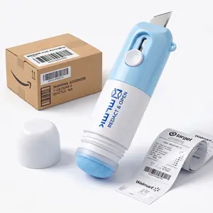 2-in-1 Privacy Protection Gadget, Thermal Paper Eraser Pen with Built-in Cutter, Erase Receipt Text to Hide Sensitive Info for Labels, Bills & Invoices