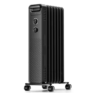 Portable Electric Radiator Heater, Space Oil Filled Heaters with 3 Heat Settings, Adjustable Thermostat, Overheat & Tip-Over Protection For Indoor Use,1500W (Black)
