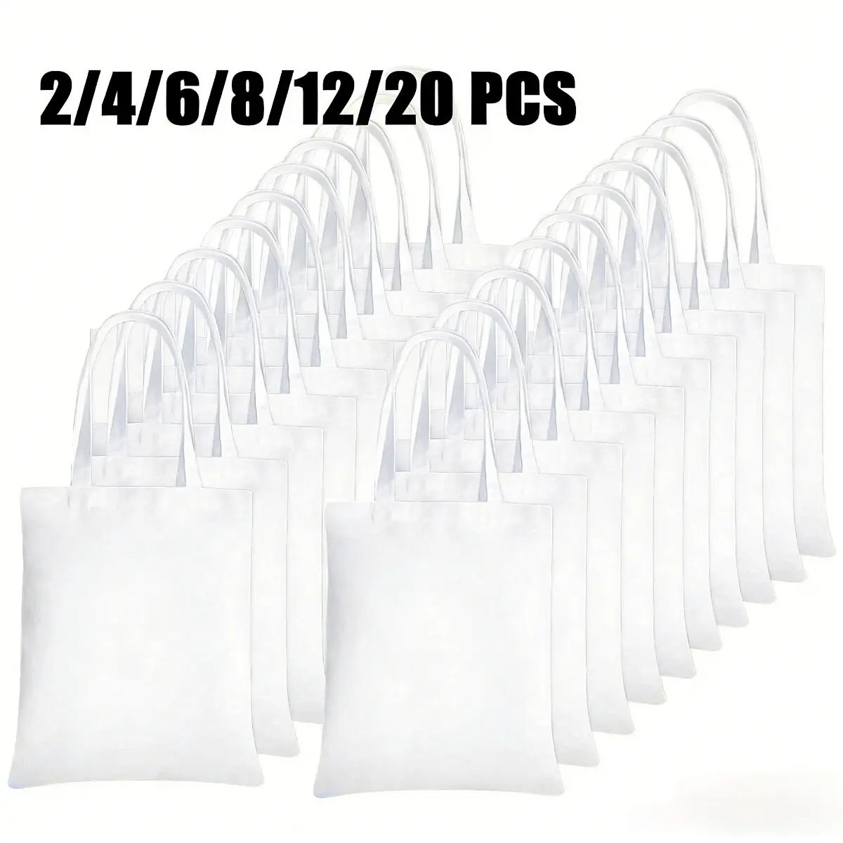 2-pack/4-pack/6-pack/8-pack/12-pack/20-pack of high-quality, unisex, minimalist, natural-colored, blank, large, thickened canvas tote bags—perfect for painting, sewing, stickers, and DIY crafts; ideal as picnic bags, daily tote bags, everyday tote