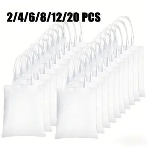 2-pack/4-pack/6-pack/8-pack/12-pack/20-pack of high-quality, unisex, minimalist, natural-colored, blank, large, thickened canvas tote bags—perfect for painting, sewing, stickers, and DIY crafts; ideal as picnic bags, daily tote bags, everyday tote