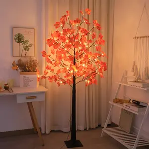 70.86-inch-tall LED artificial IP44 maple leaf floor lamp with realistic orange maple leaves and a fixed base; suitable for home decor, bedrooms, living rooms, gardens, holiday decorations, birthday parties, and festive celebrations