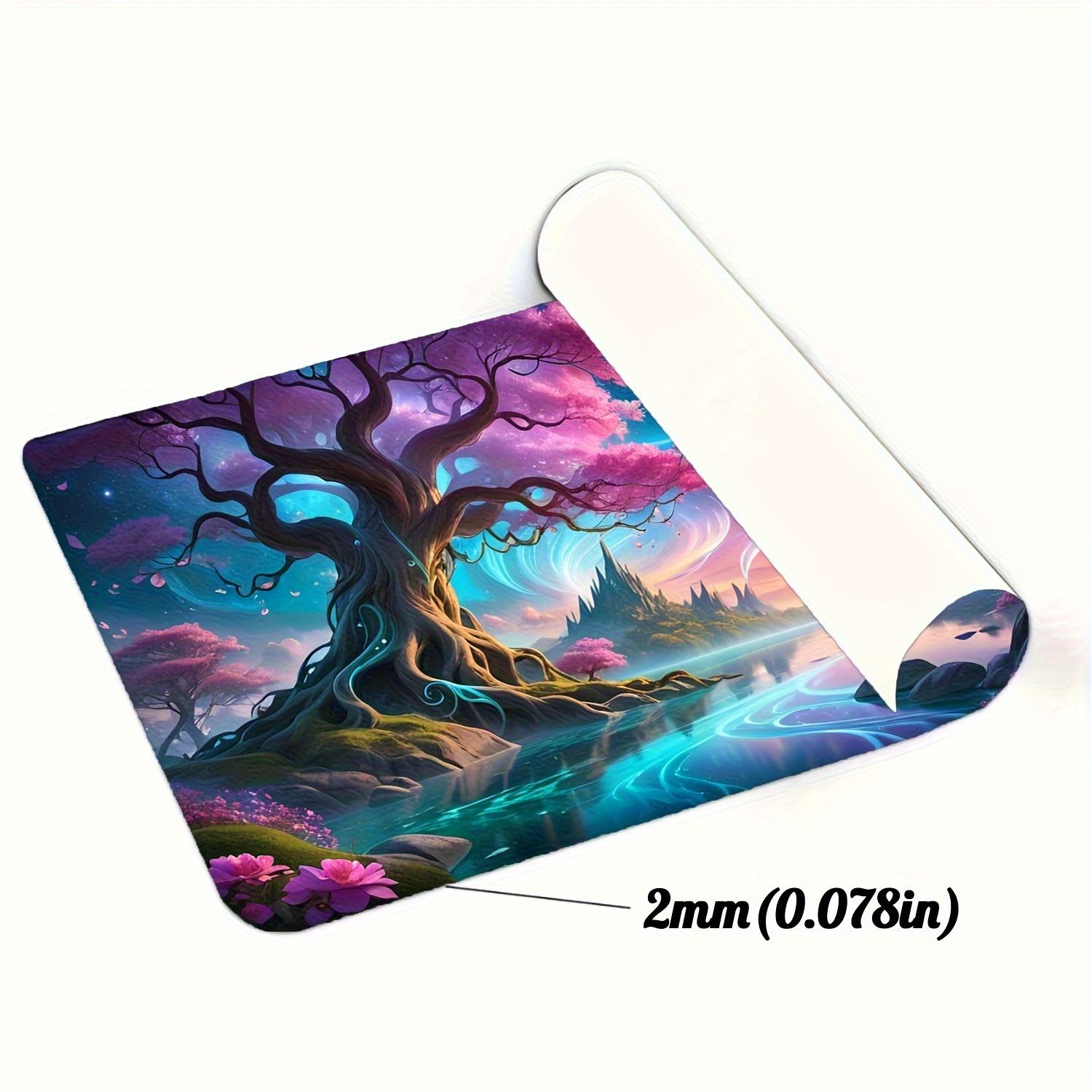 Durable Gaming Mat Featuring a Magical Tree And Orange Light - Vibrant Game Carpet